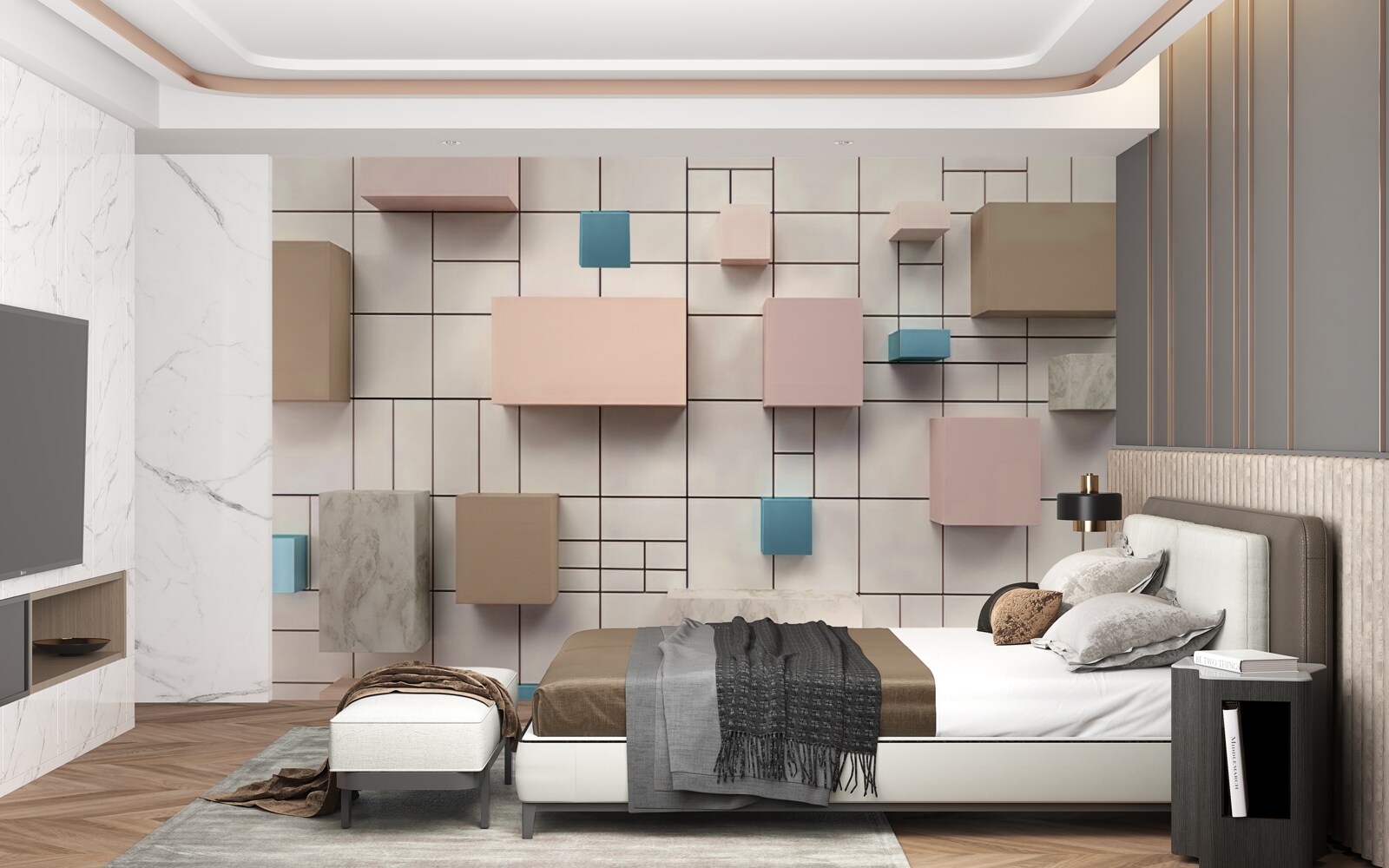 Fototapeta przestronne prostokąty unoszące się w powietrzu