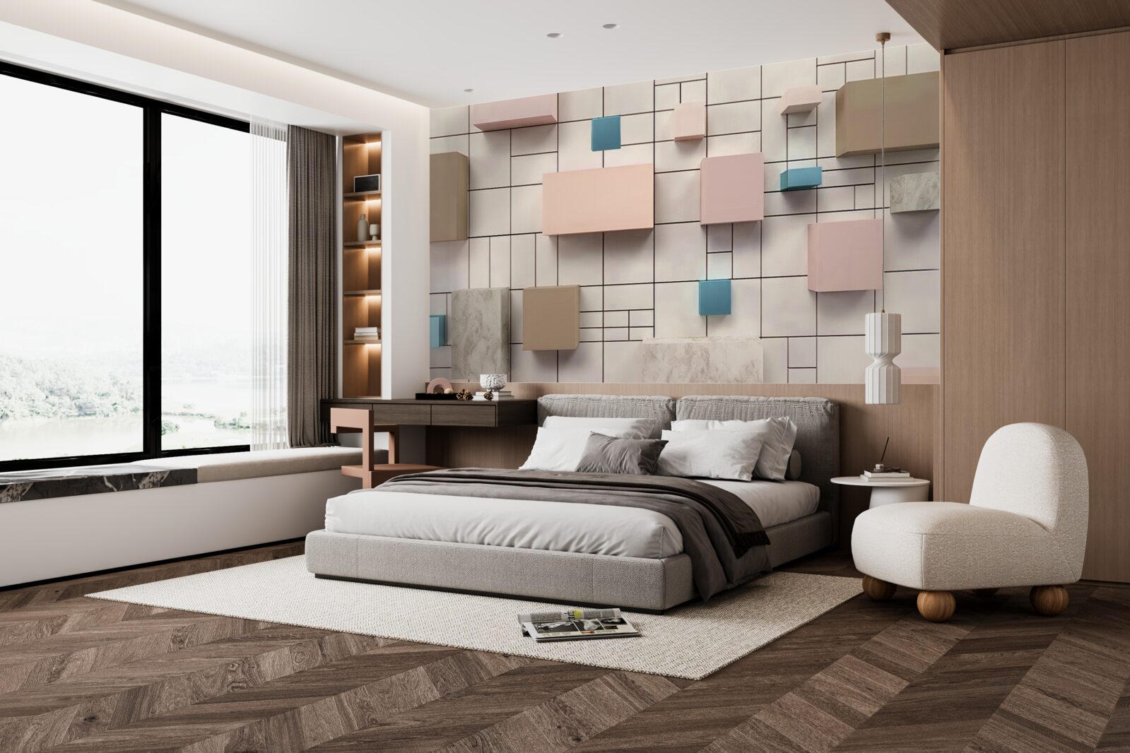 Fototapeta przestronne prostokąty unoszące się w powietrzu