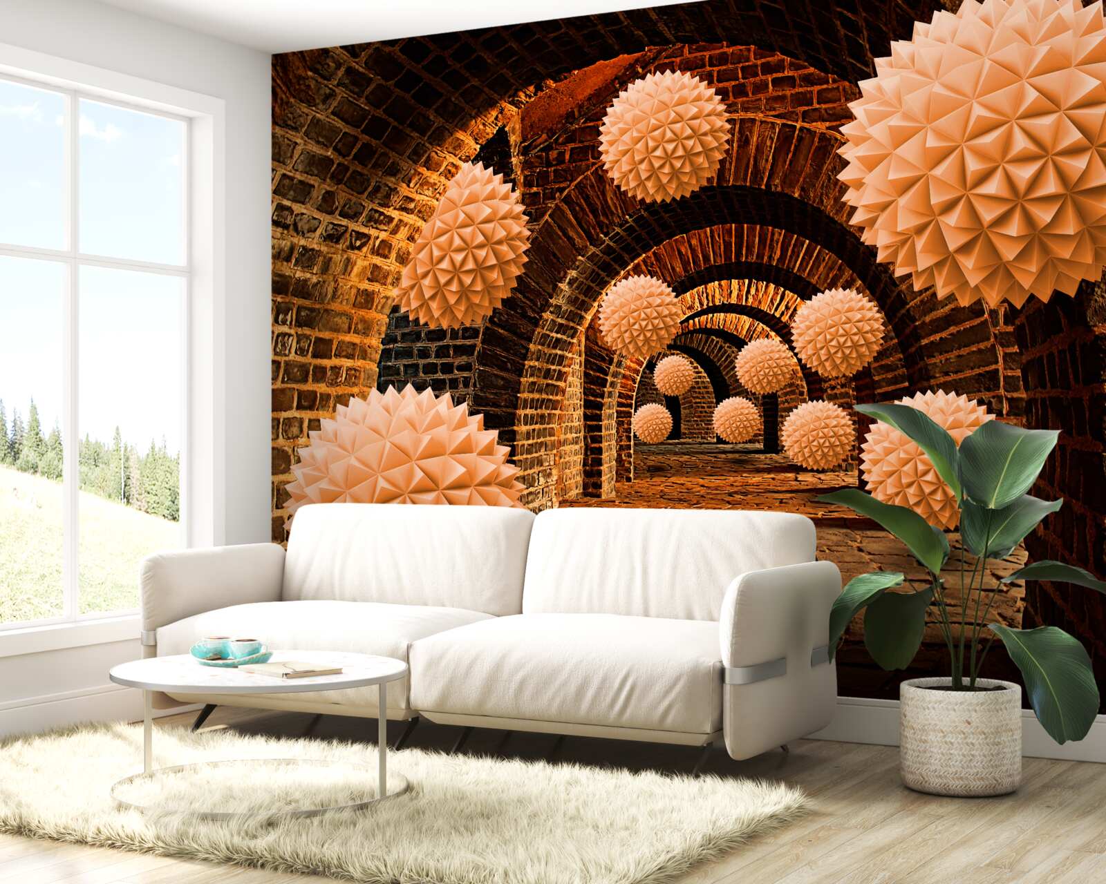 Fototapeta ostre brązowe kule i łuki z kamienia