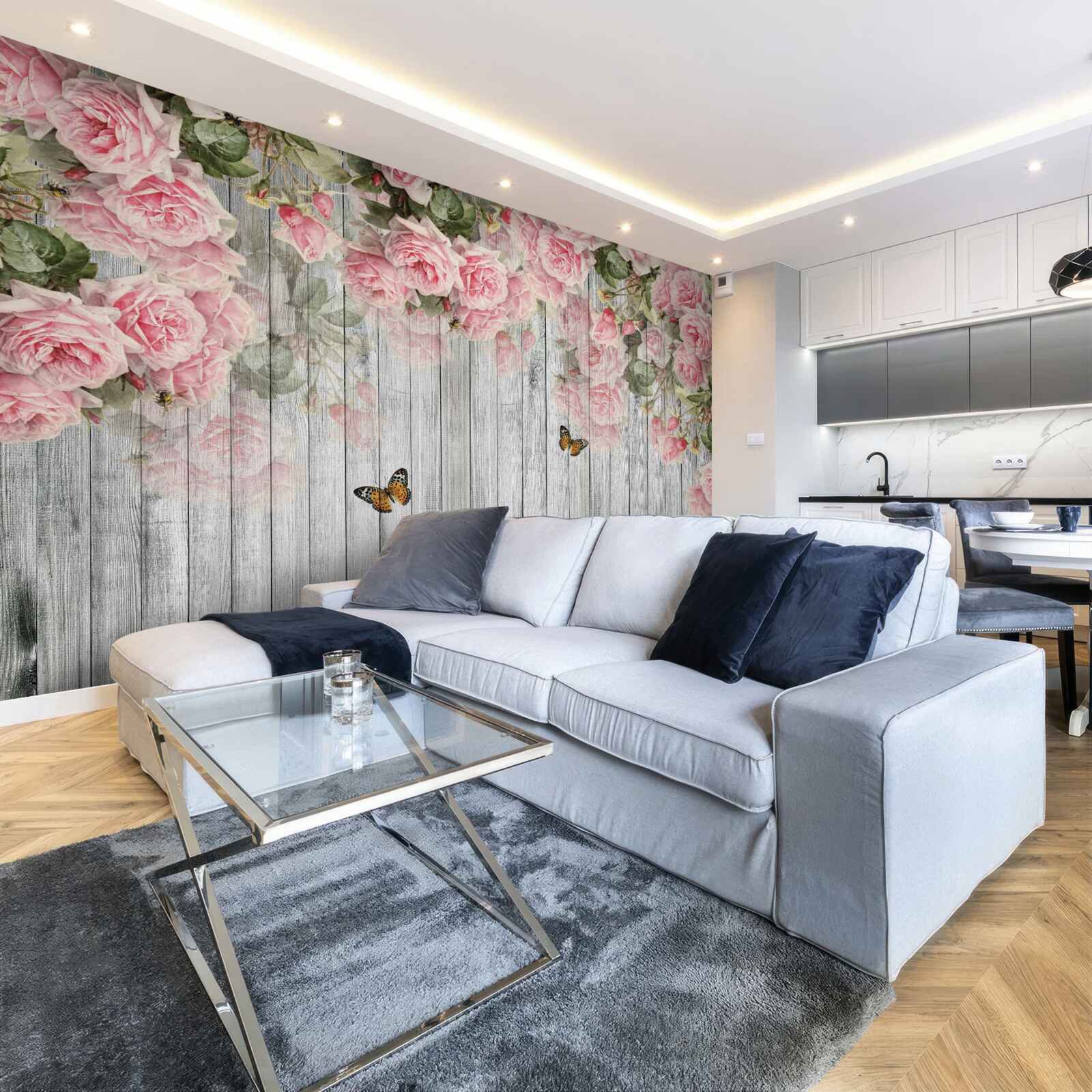 Fototapeta zwisają bujne różowe róże