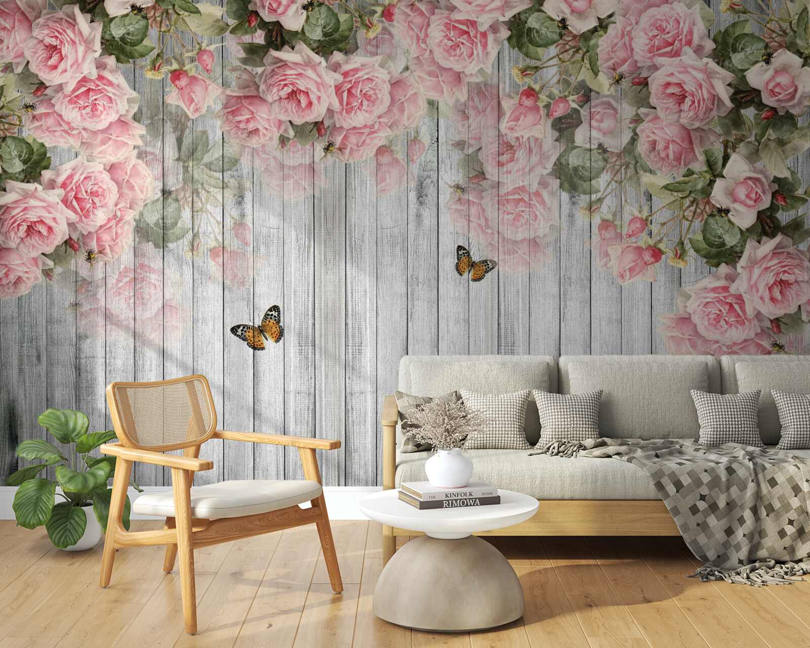 Fototapeta zwisają bujne różowe róże