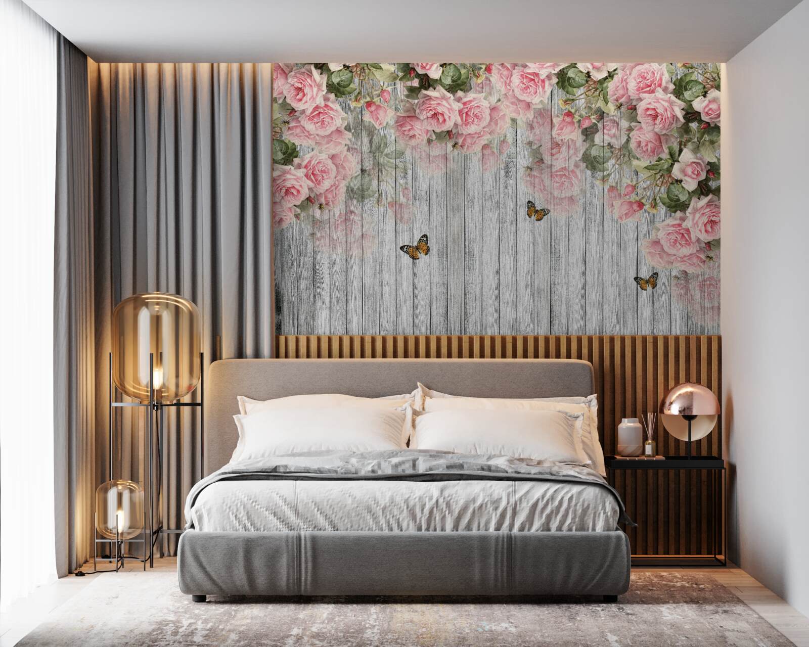 Fototapeta zwisają bujne różowe róże