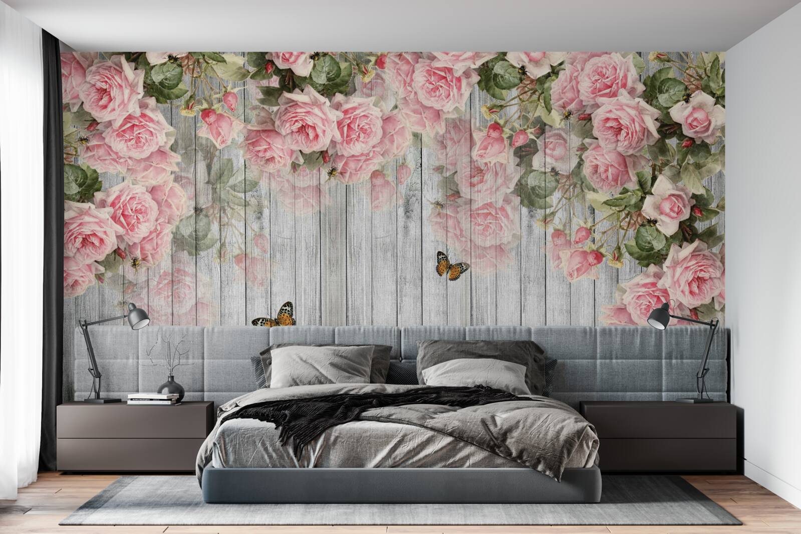 Fototapeta zwisają bujne różowe róże