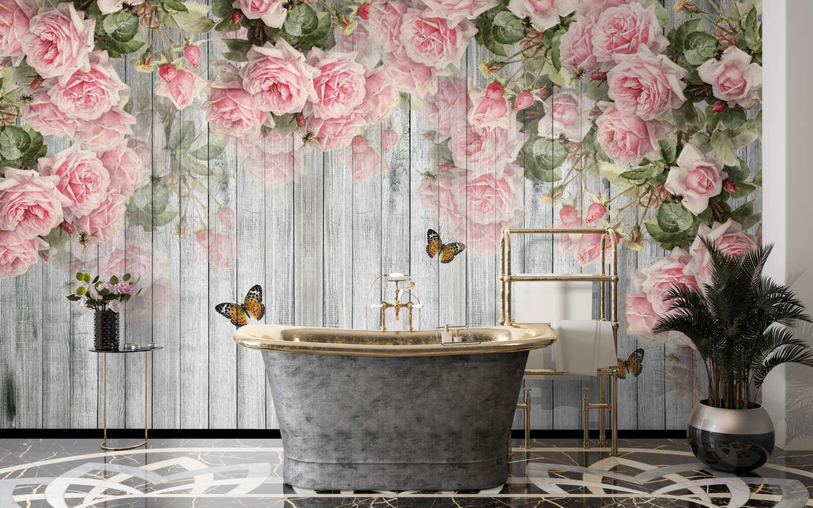 Fototapeta zwisają bujne różowe róże