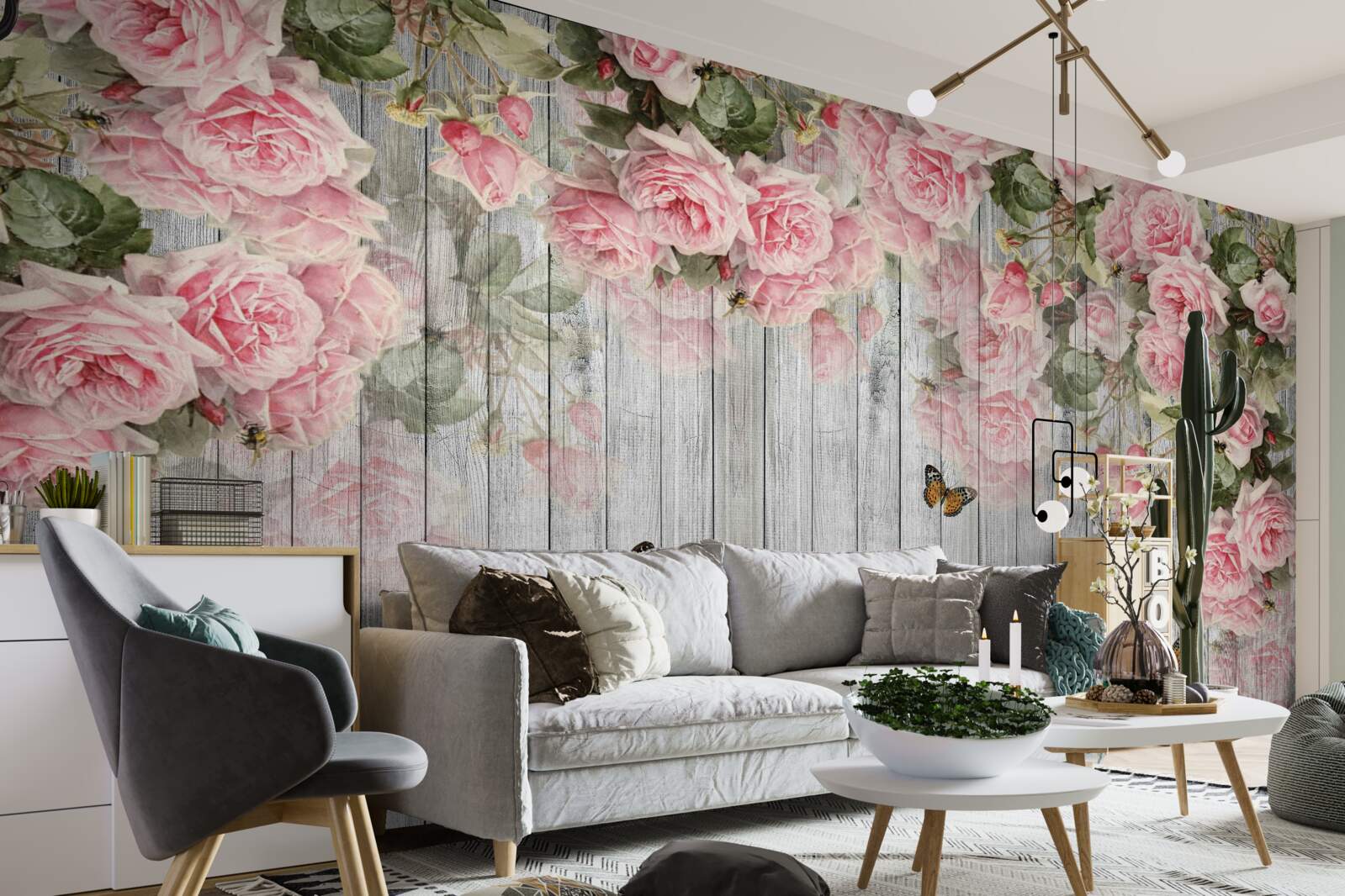 Fototapeta zwisają bujne różowe róże