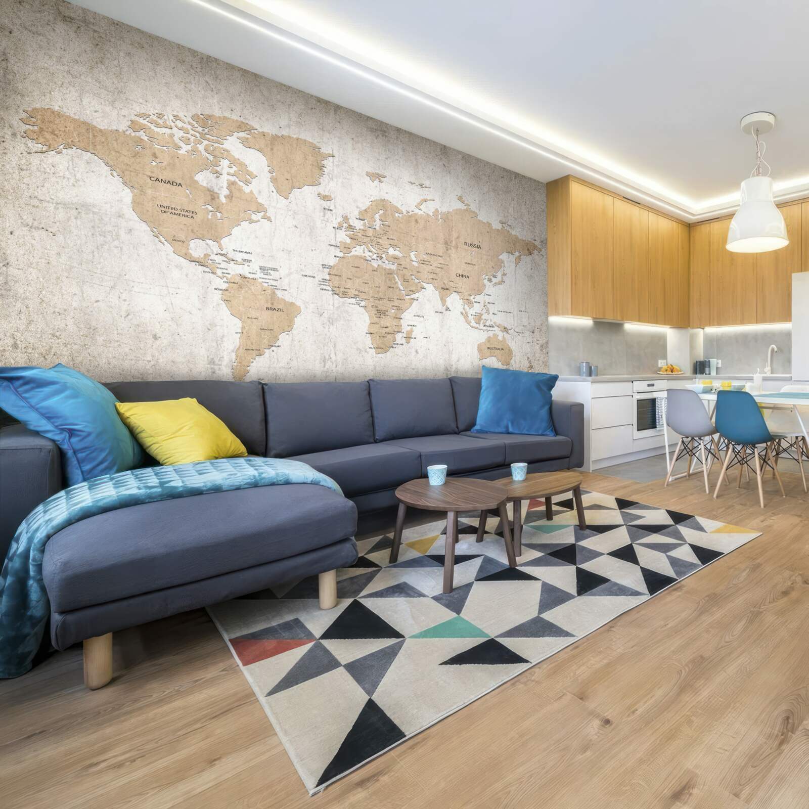 Fototapeta umiarkowany geograficzny obraz świata na ścianie