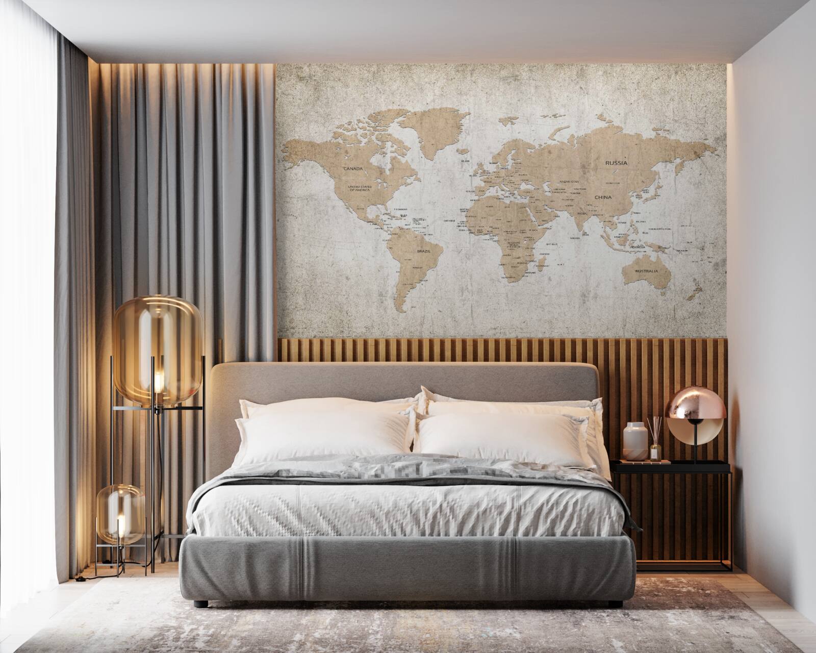 Fototapeta umiarkowany geograficzny obraz świata na ścianie