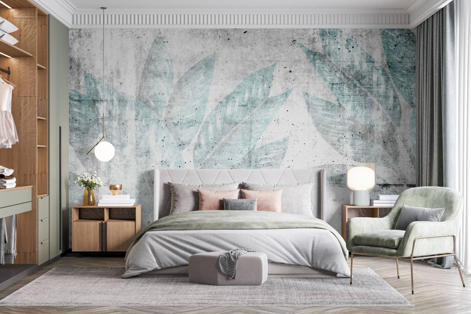 Fototapeta odciski dużych jesiennych liści