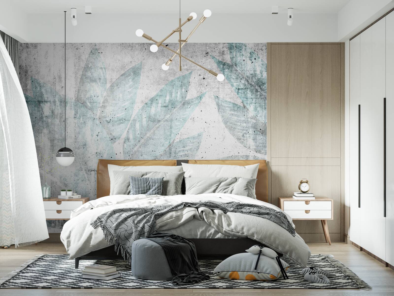 Fototapeta odciski dużych jesiennych liści