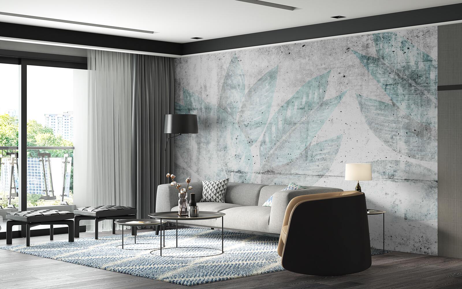 Fototapeta odciski dużych jesiennych liści