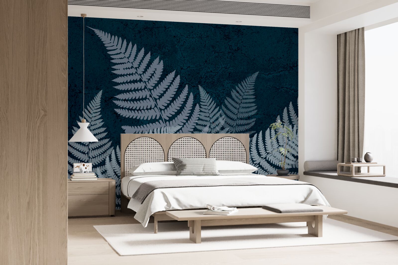 Fototapeta Świecące liście paproci w ponurą noc