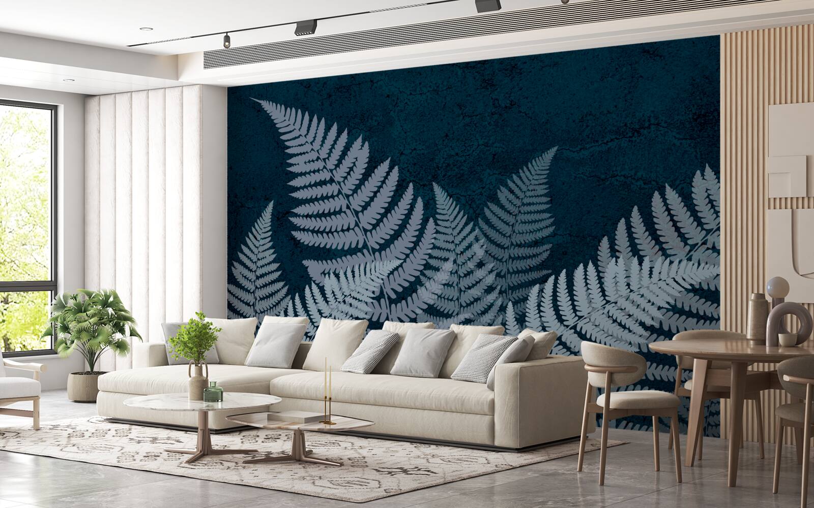 Fototapeta Świecące liście paproci w ponurą noc