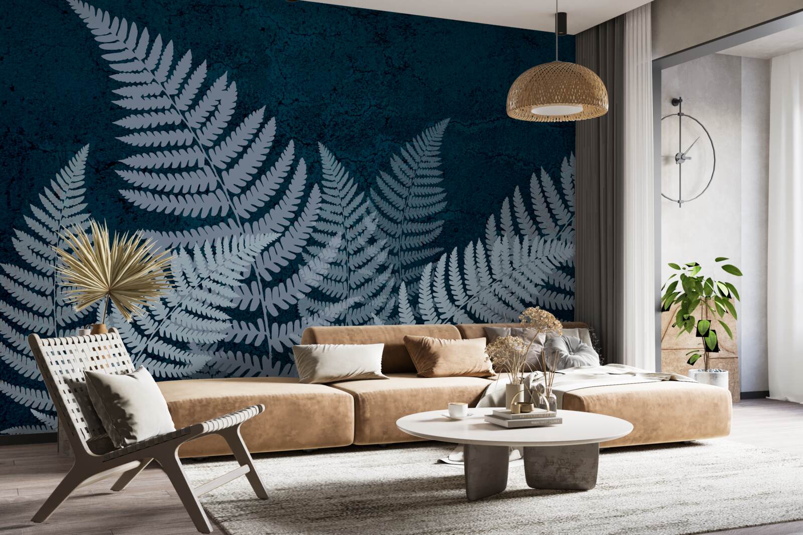 Fototapeta Świecące liście paproci w ponurą noc