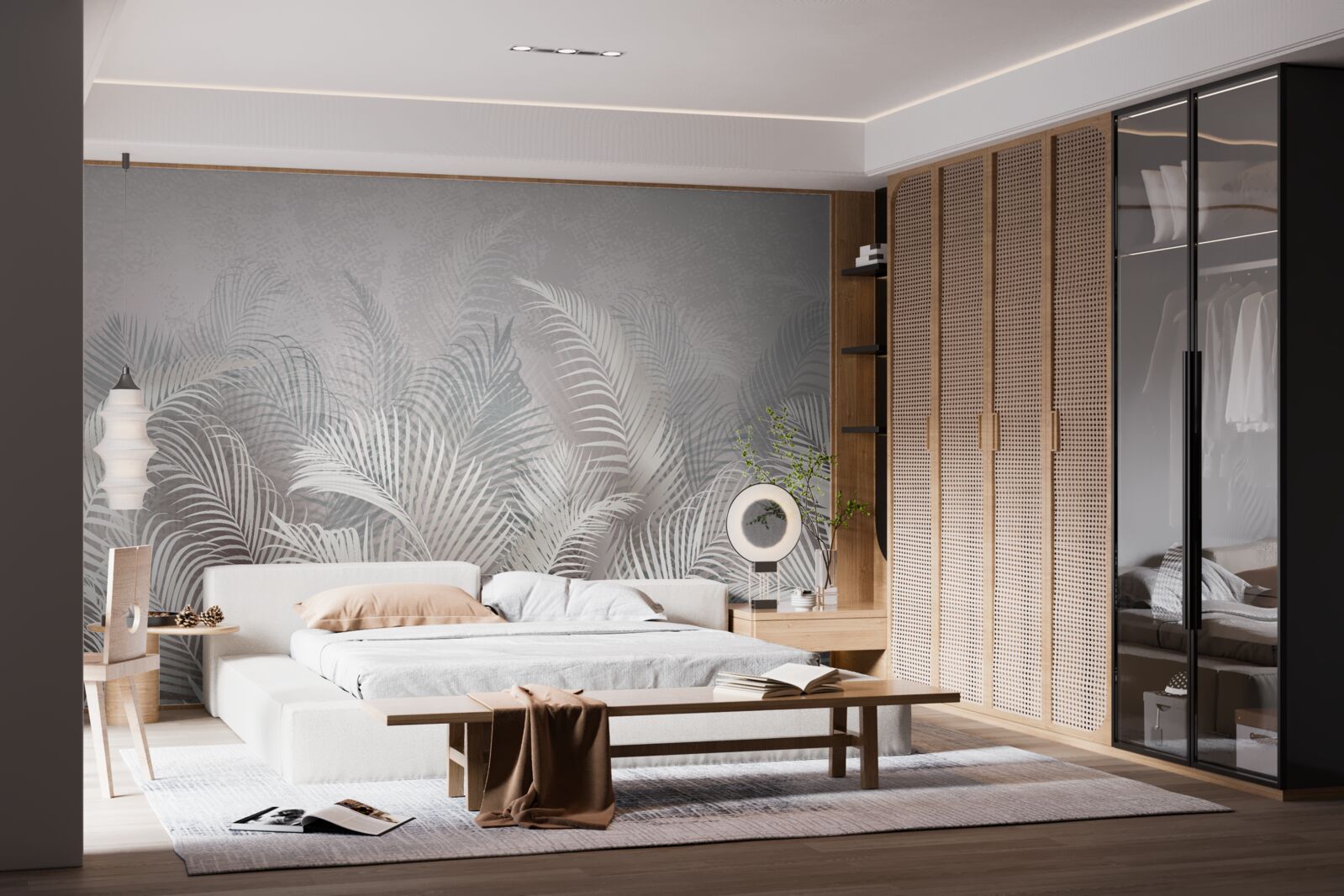 Fototapeta mgła delikatnie otula majestatyczne liście palm