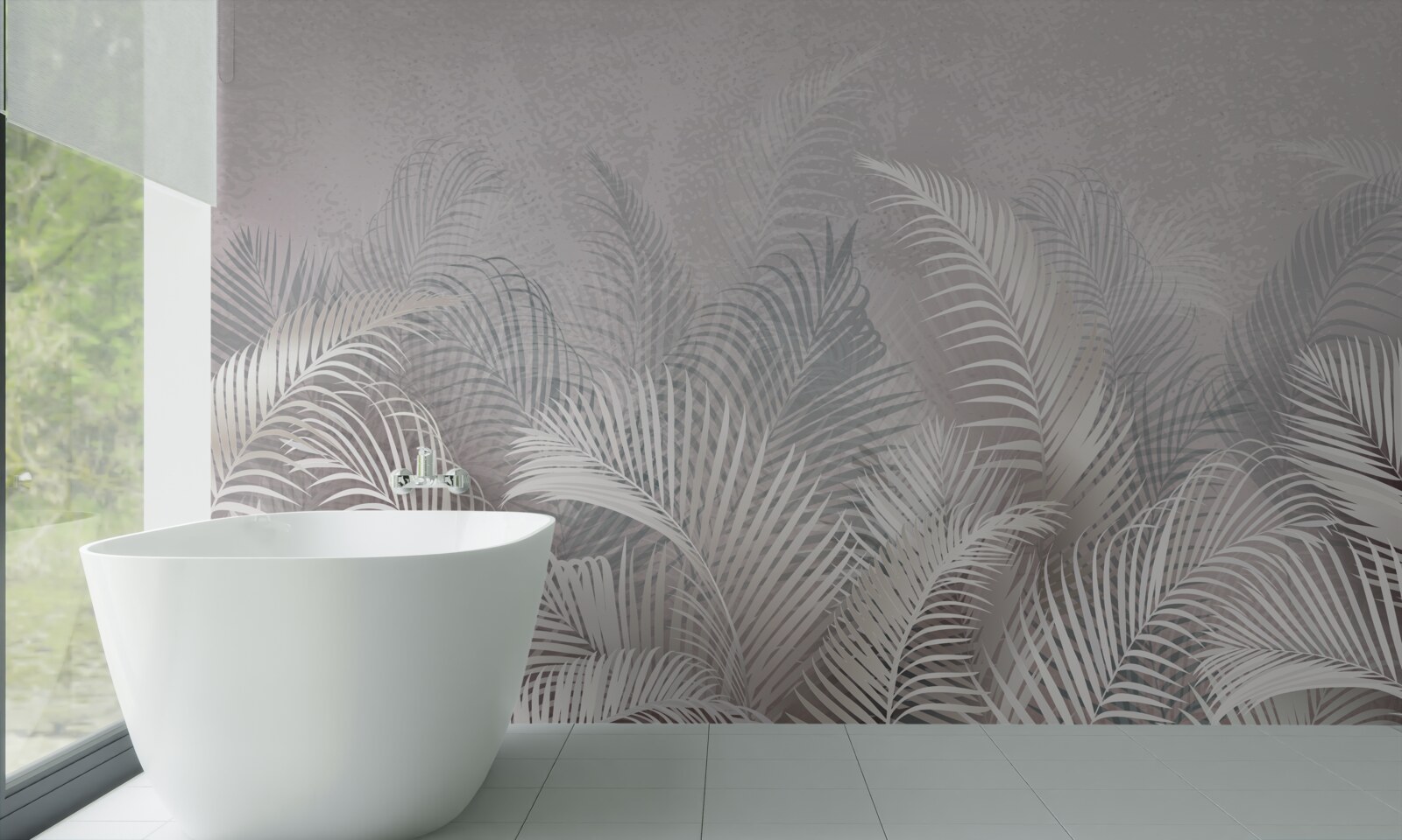 Fototapeta mgła delikatnie otula majestatyczne liście palm