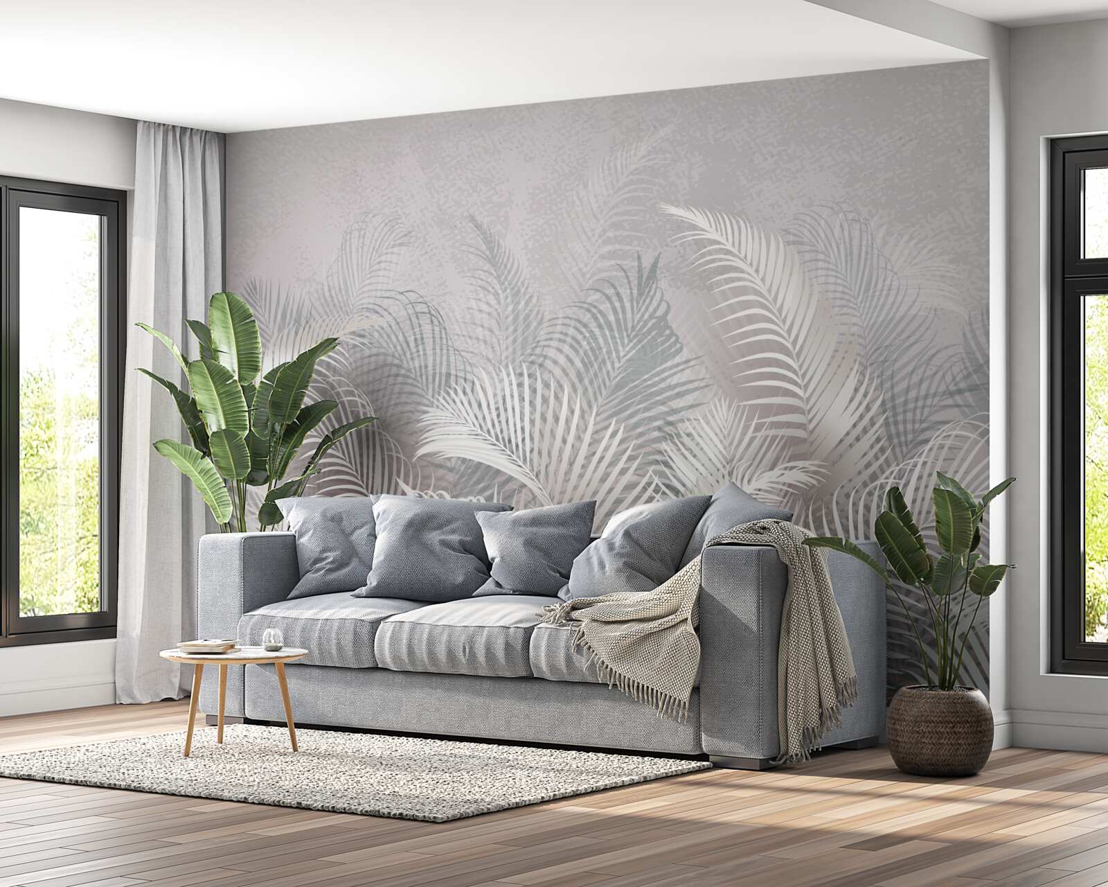 Fototapeta mgła delikatnie otula majestatyczne liście palm