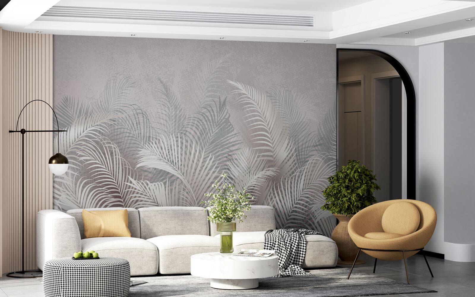 Fototapeta mgła delikatnie otula majestatyczne liście palm