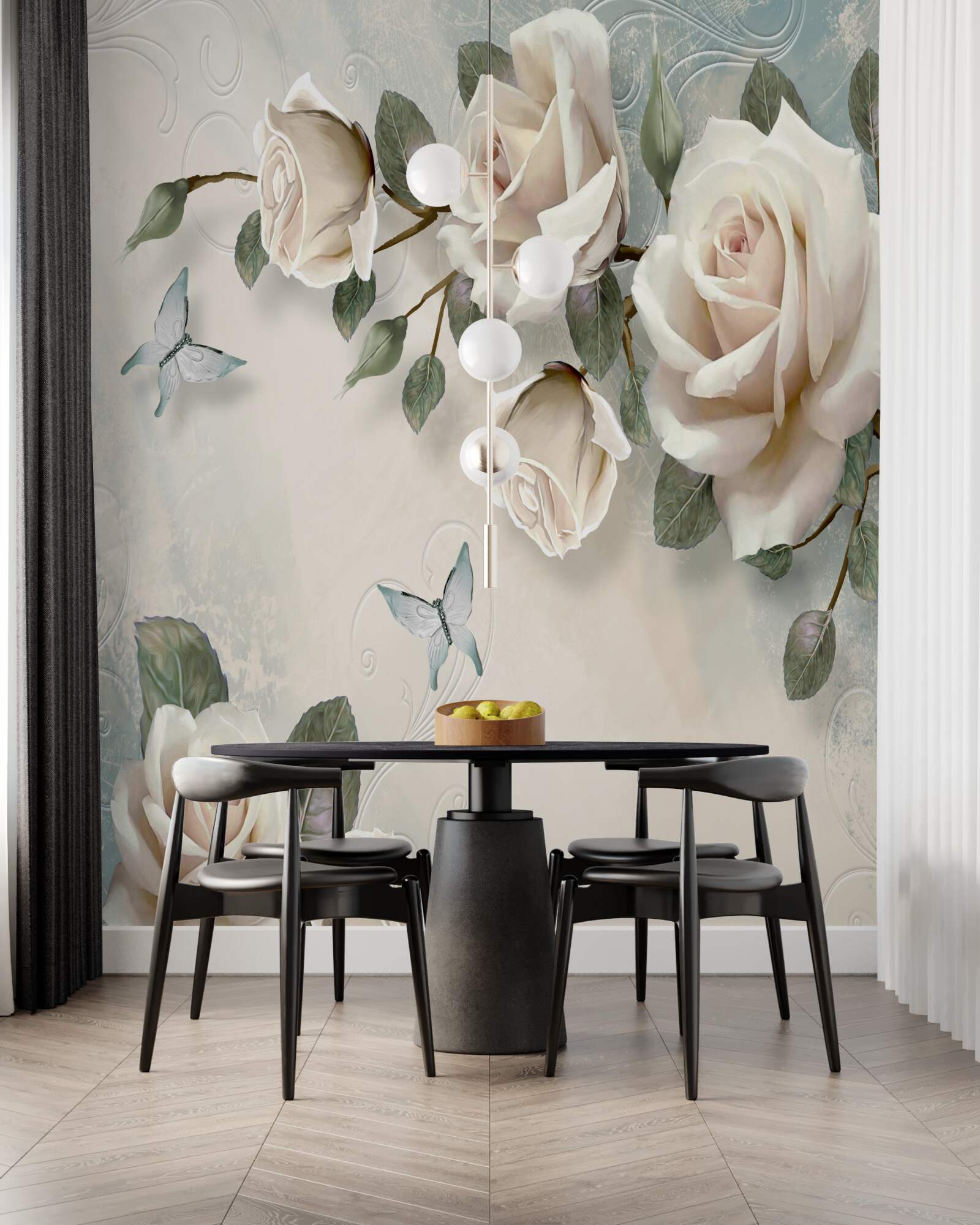 Fototapeta gałęzie dużego krzewu kremowych róż