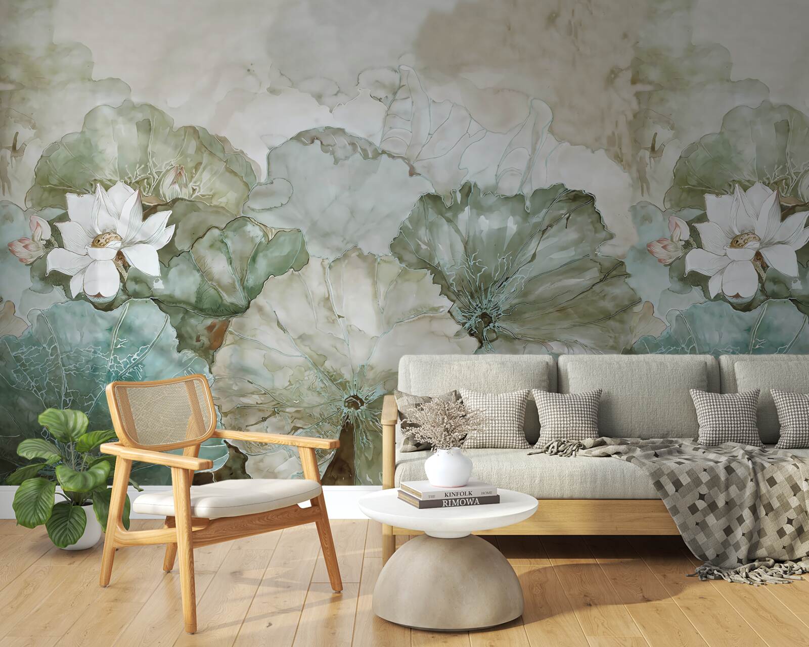 Fototapeta białe pąki i liście tropików