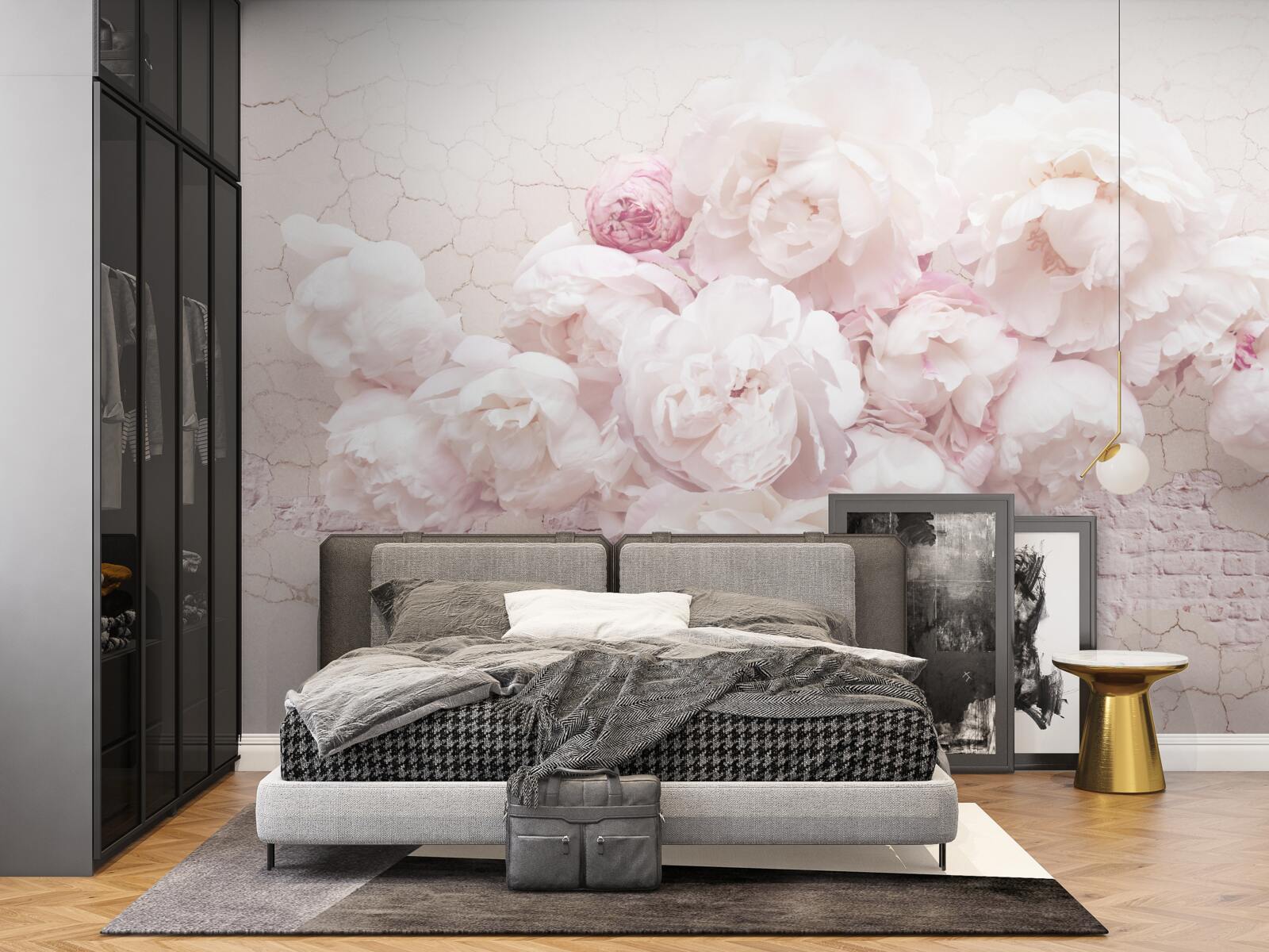 Fototapeta bujne butiki z kwiatami na skalistym tle