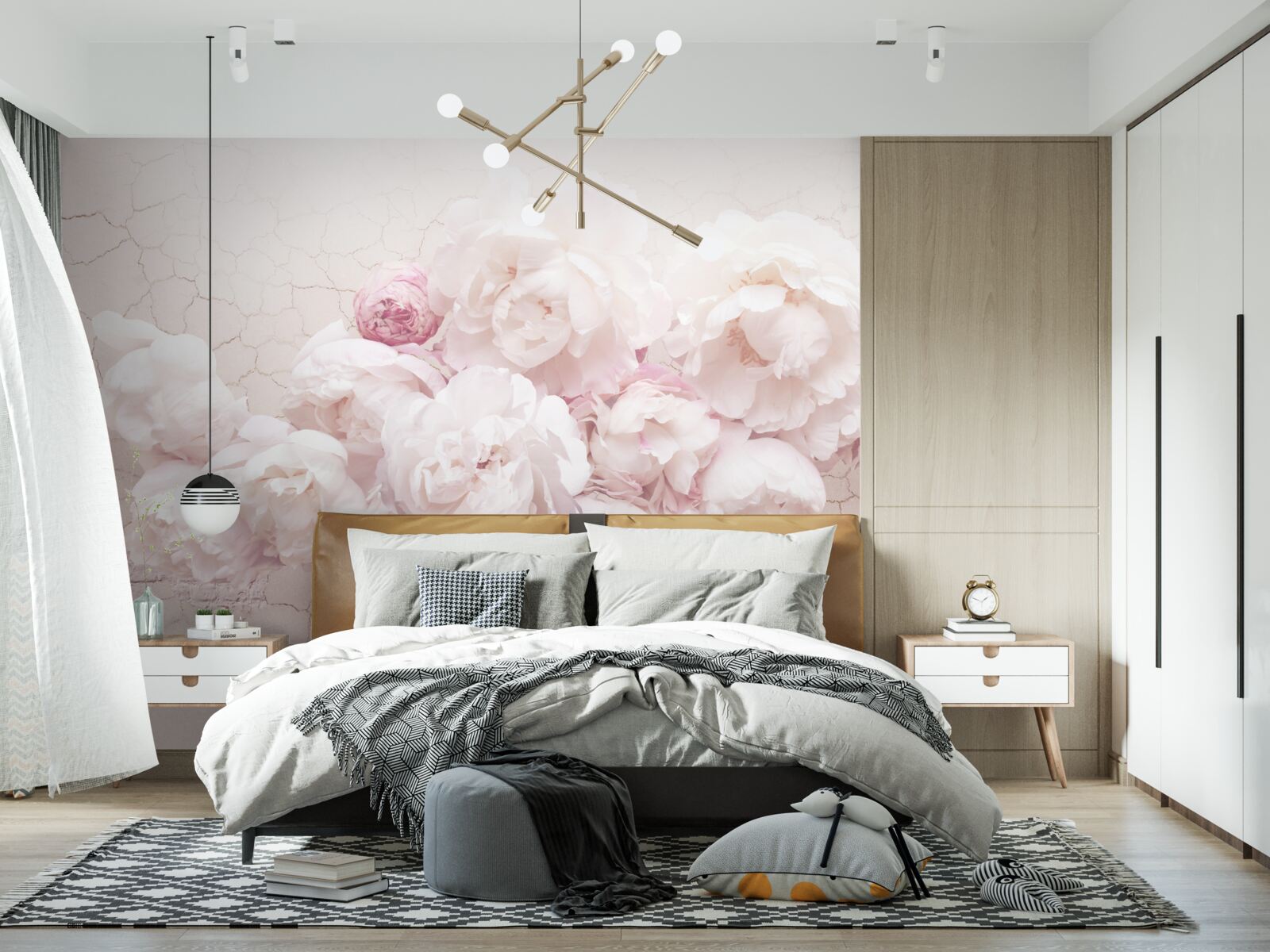 Fototapeta bujne butiki z kwiatami na skalistym tle