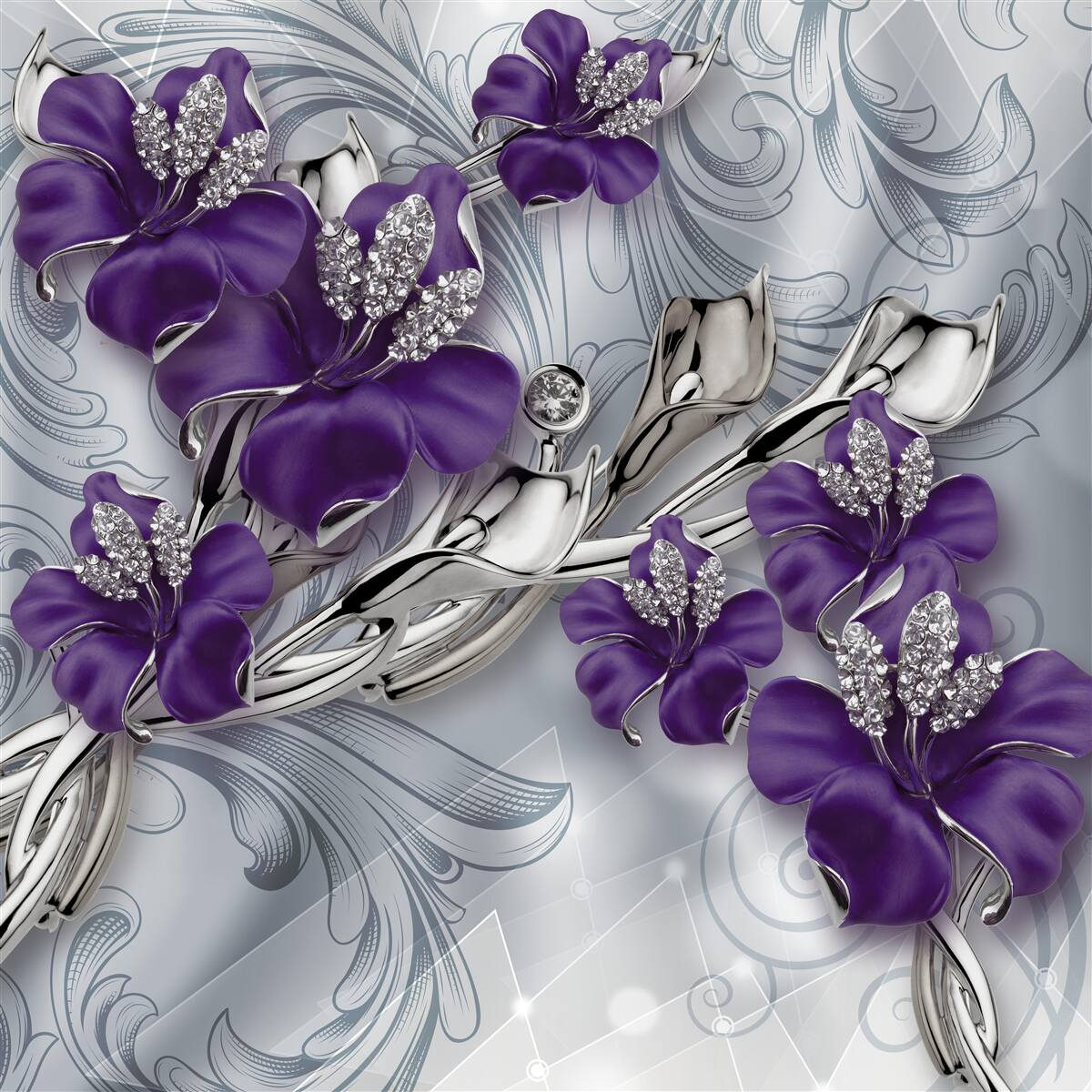 Fototapeta magnolia ma kolor fioletowy wśród kamieni i złota