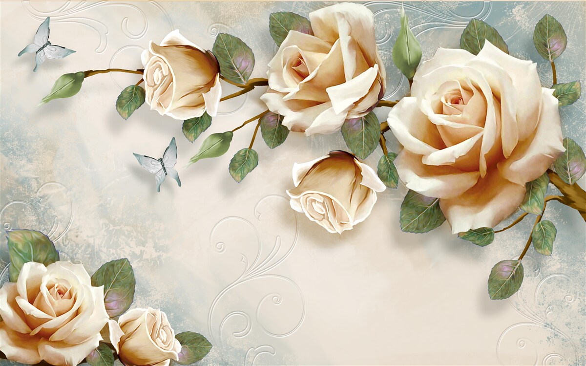 Fototapeta miękkie róże w kremowych odcieniach