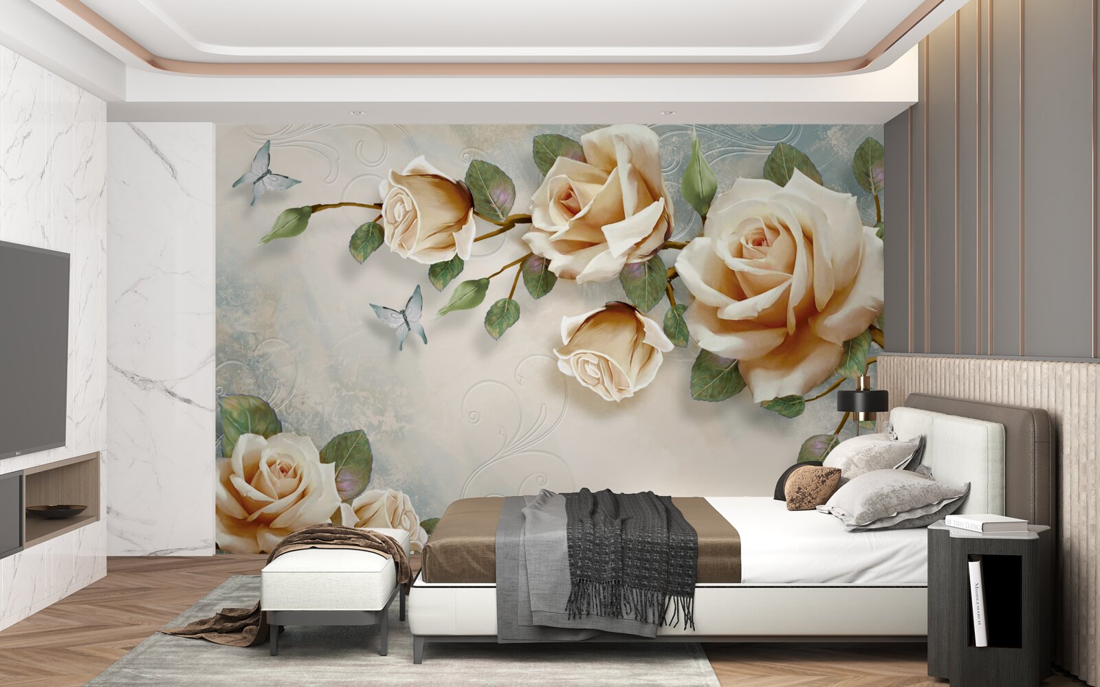 Fototapeta miękkie róże w kremowych odcieniach