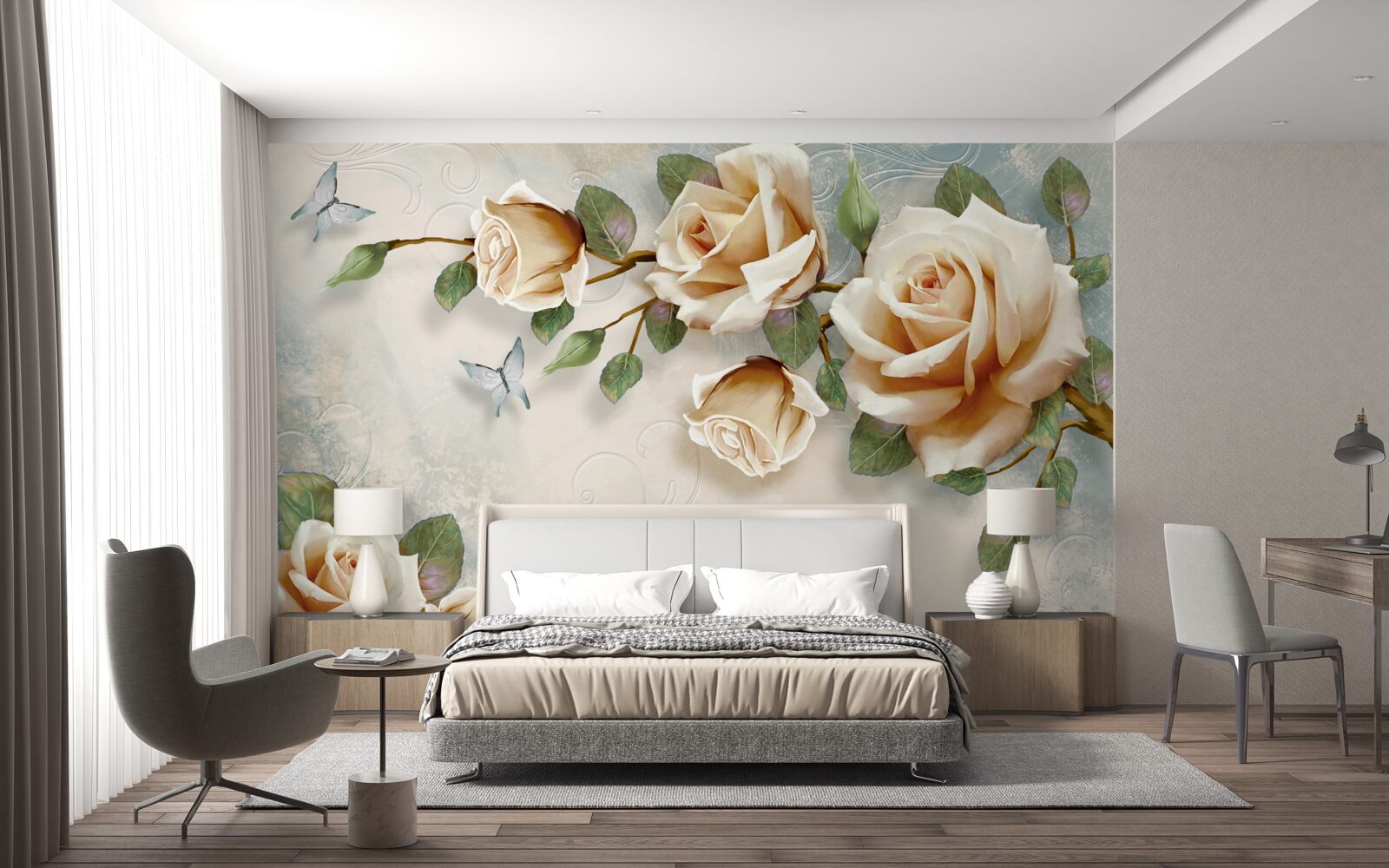 Fototapeta miękkie róże w kremowych odcieniach