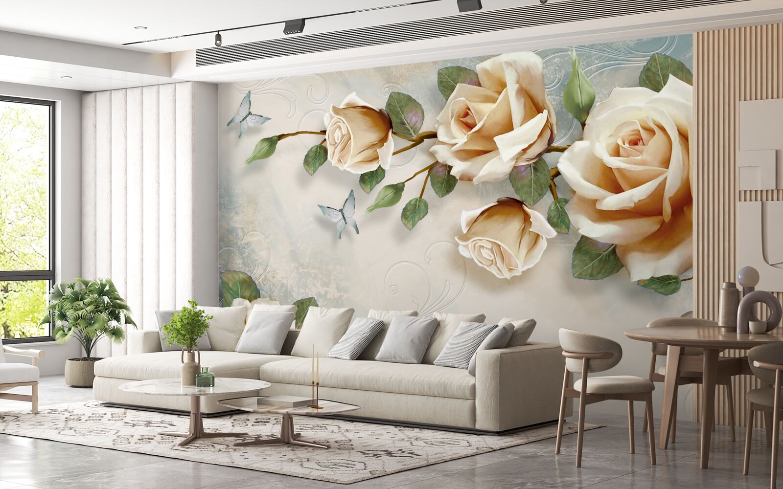 Fototapeta miękkie róże w kremowych odcieniach