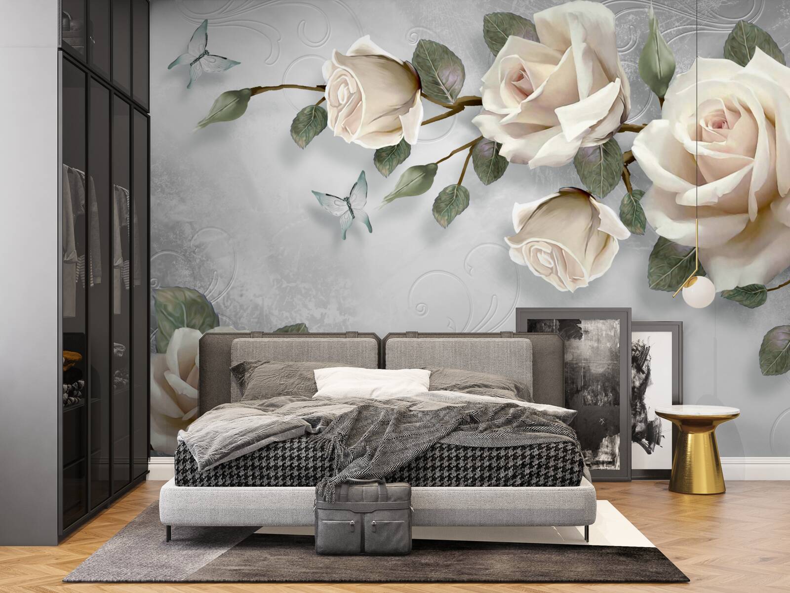 Fototapeta gałęzie delikatnie kwitnącej róży