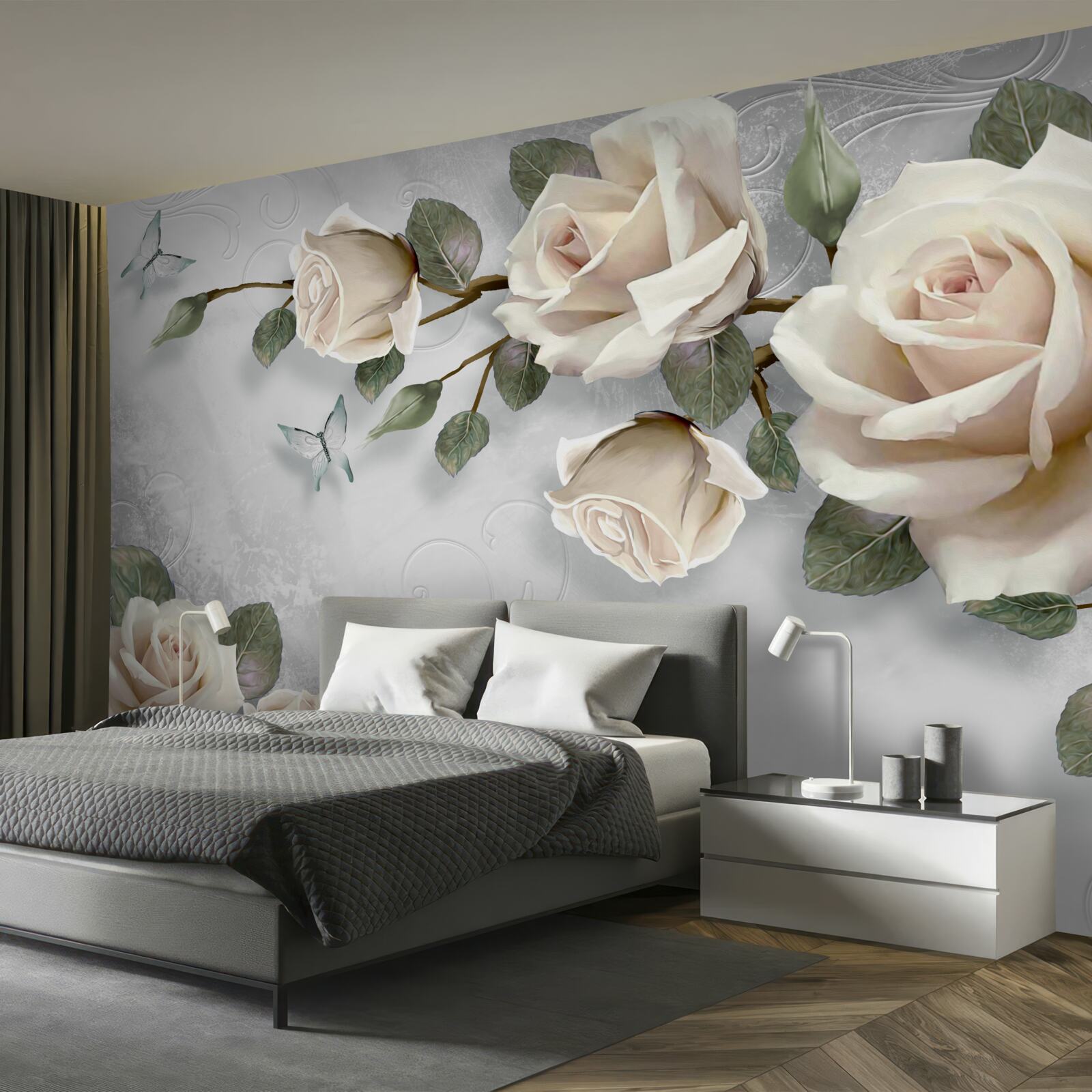 Fototapeta gałęzie delikatnie kwitnącej róży