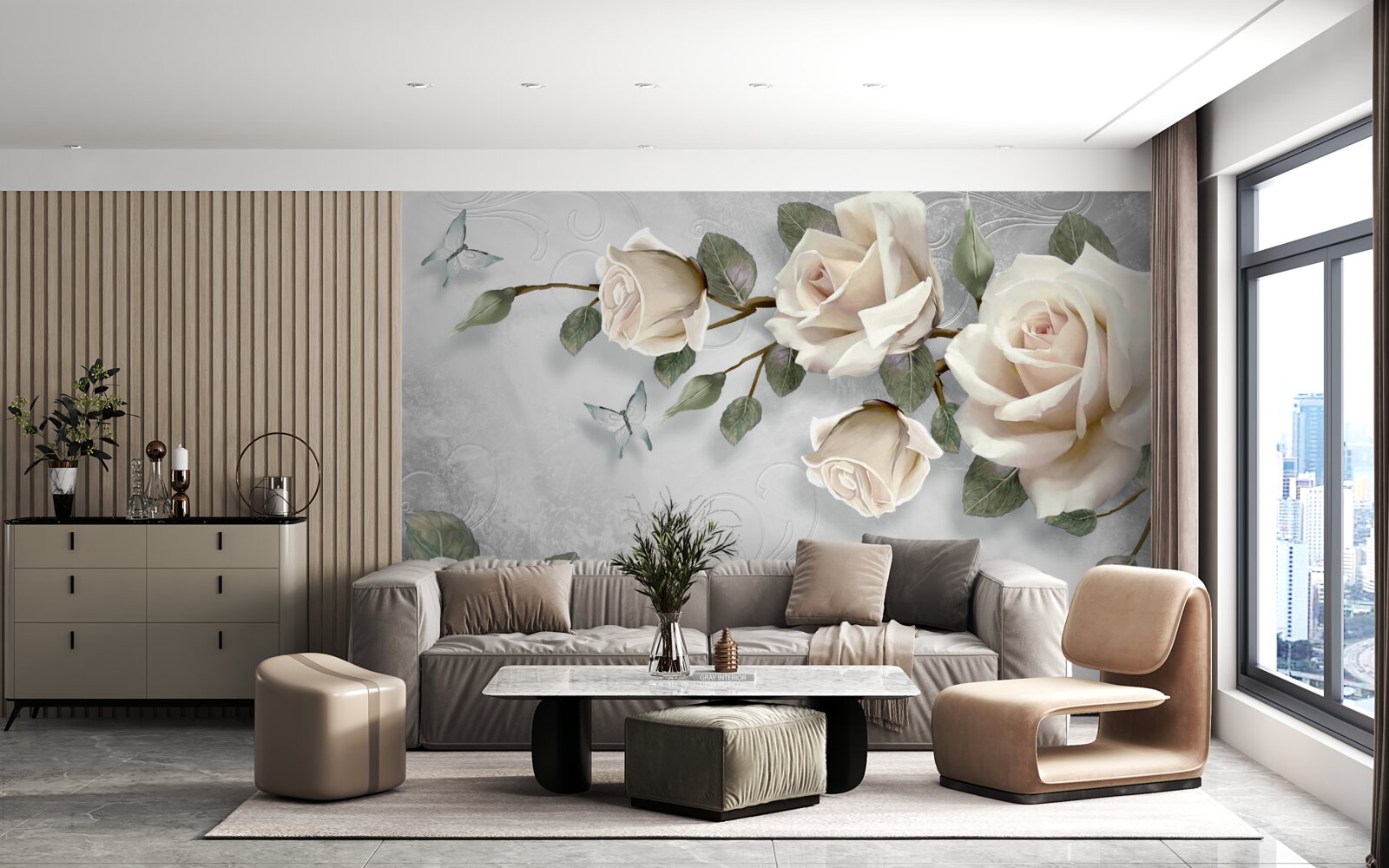 Fototapeta gałęzie delikatnie kwitnącej róży