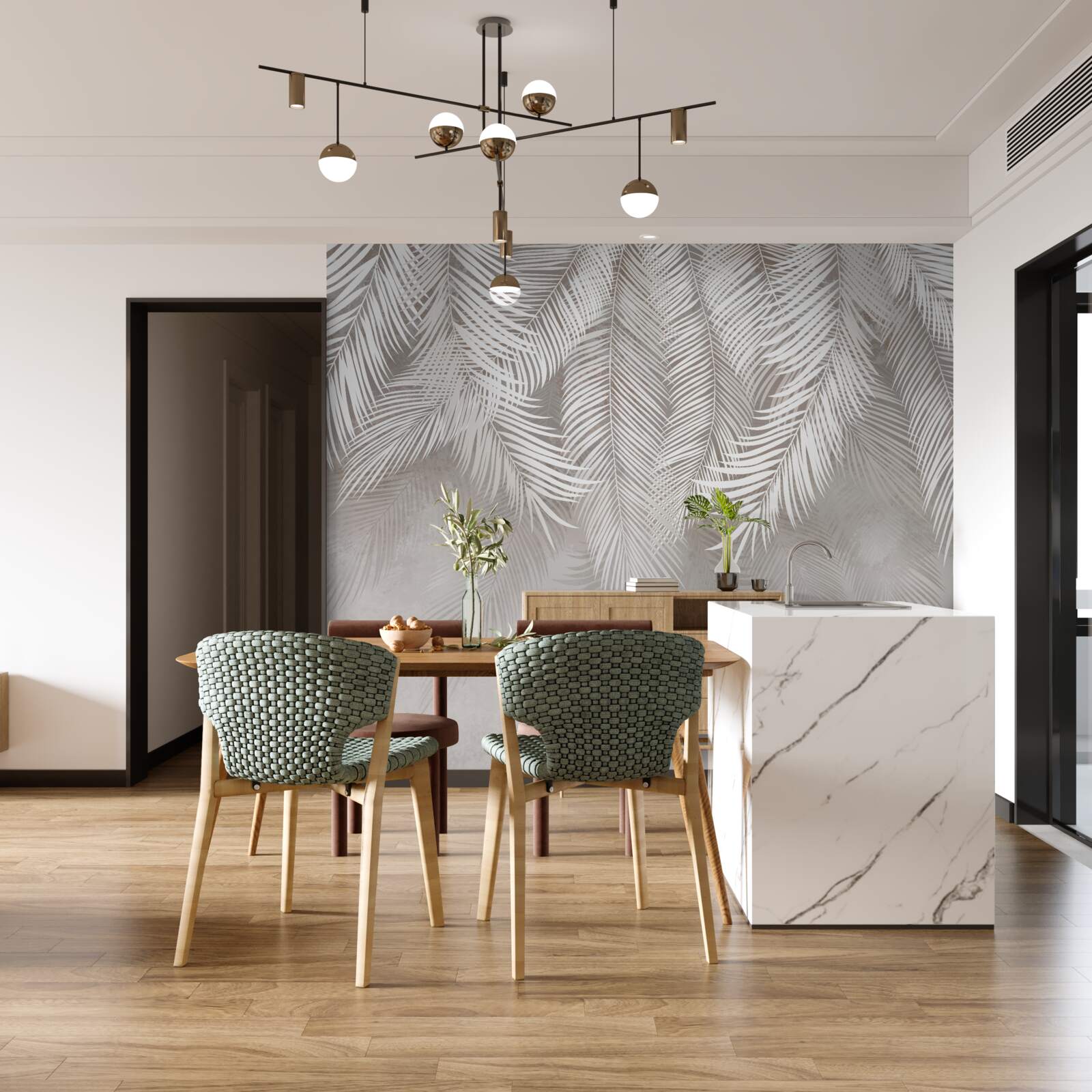 Fototapeta jasnoszare liście spadają