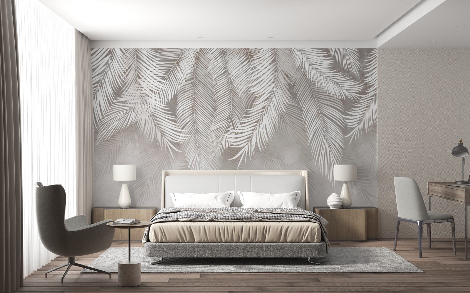 Fototapeta jasnoszare liście spadają