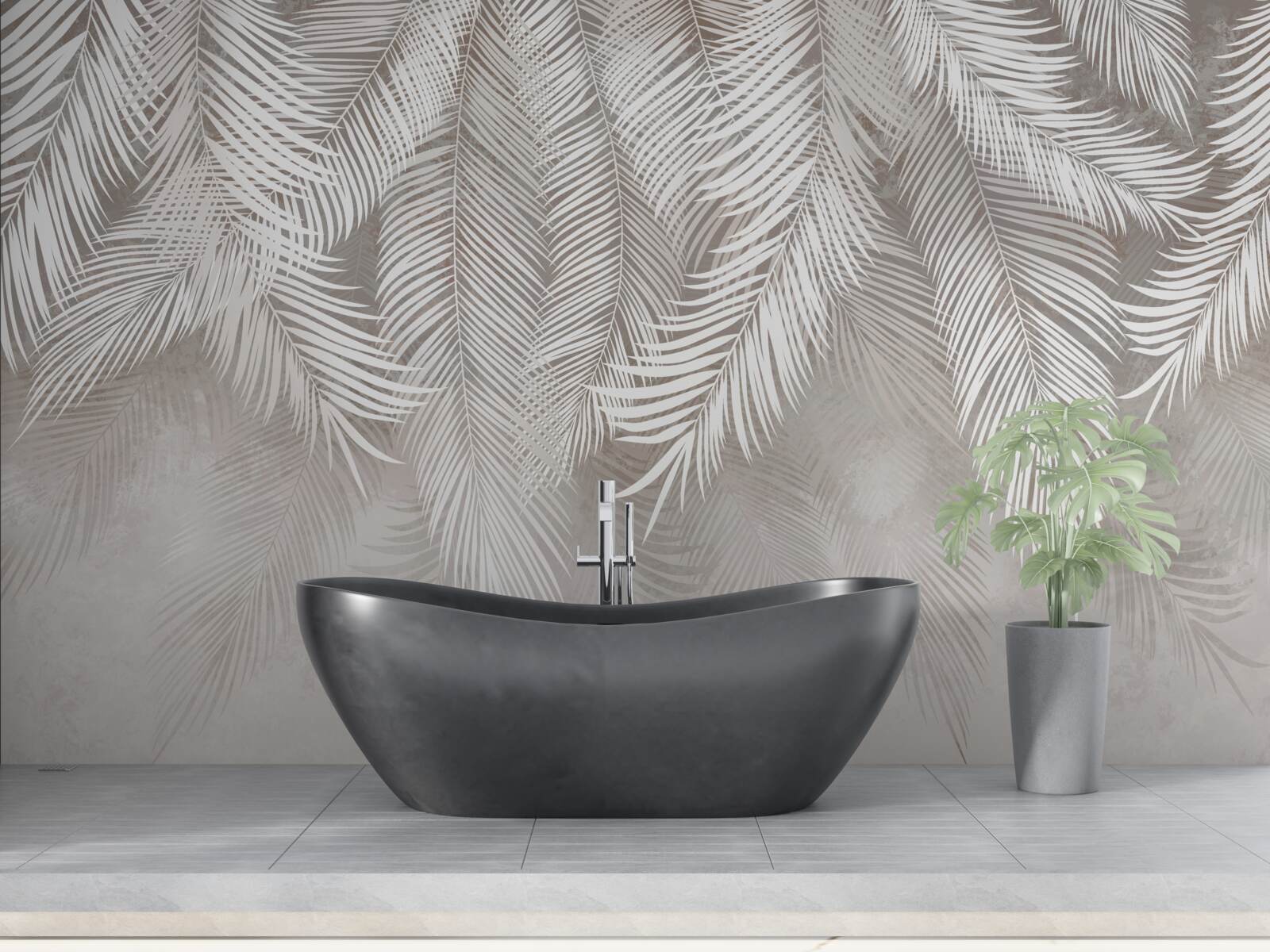 Fototapeta jasnoszare liście spadają