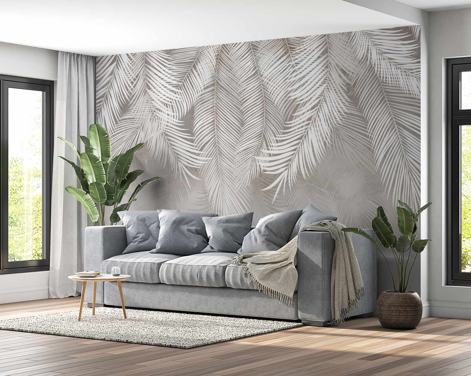 Fototapeta jasnoszare liście spadają