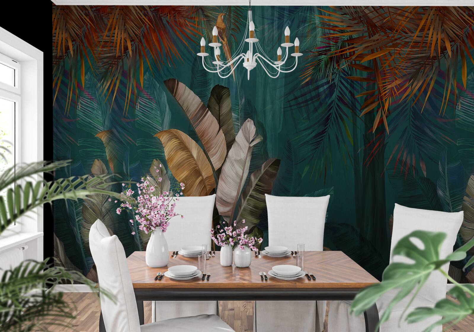 Fototapeta zielona dżungla jest pomalowana w jesienne odcienie