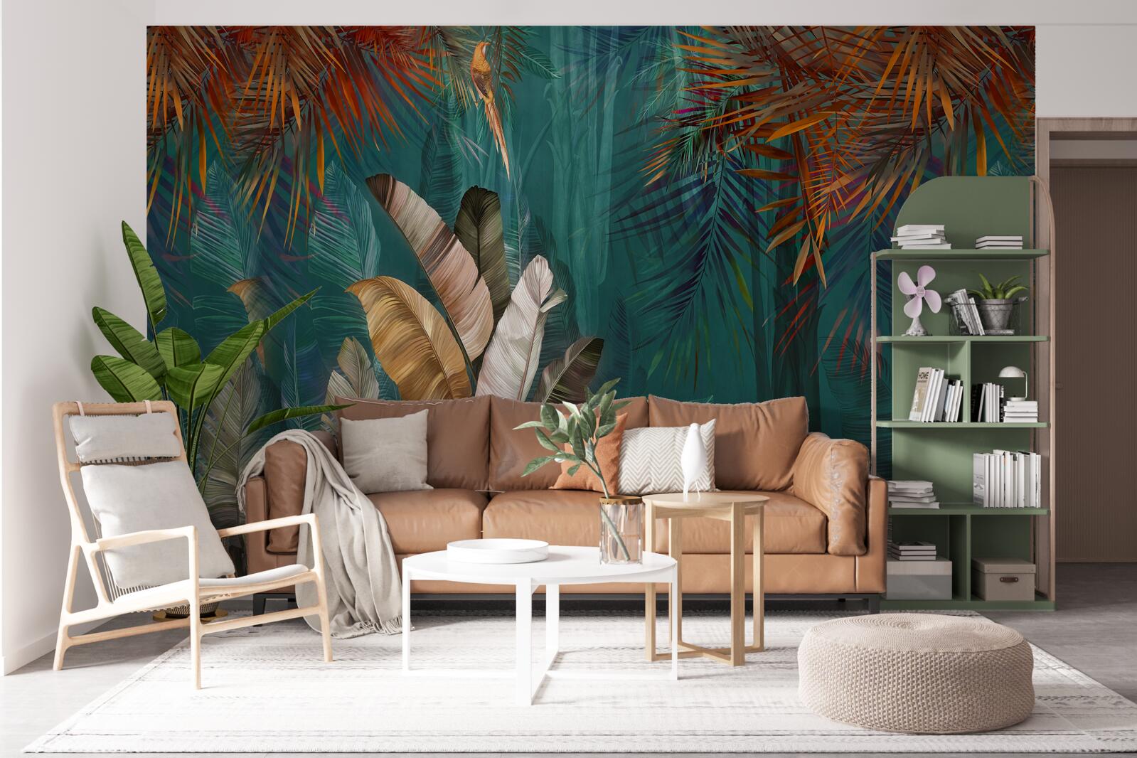 Fototapeta zielona dżungla jest pomalowana w jesienne odcienie