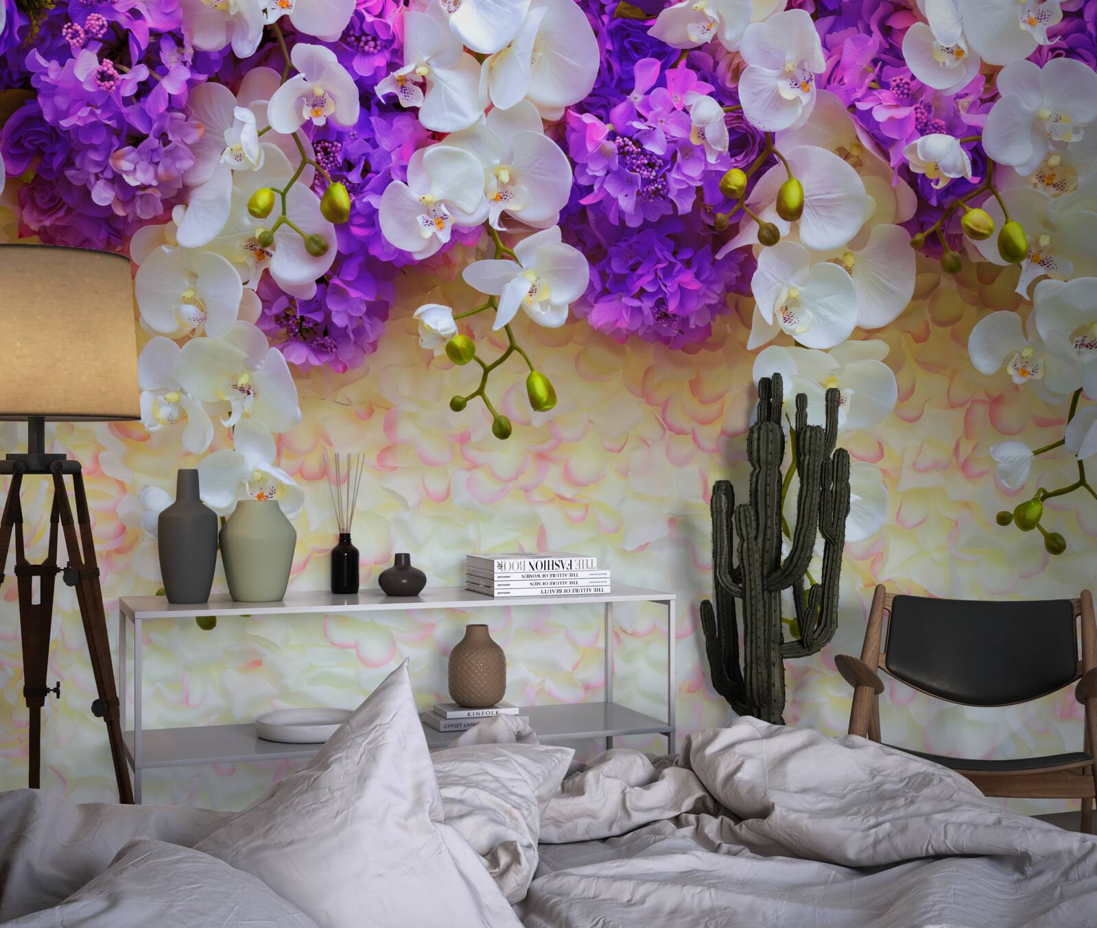 Fototapeta Śnieżnobiałe orchidee i kwiaty bzu