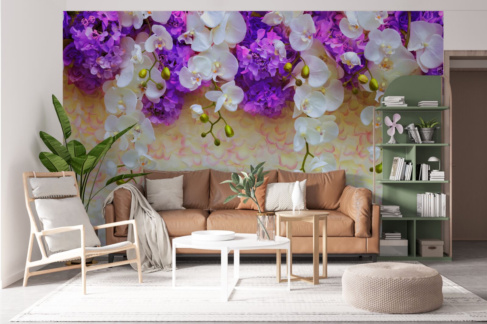 Fototapeta Śnieżnobiałe orchidee i kwiaty bzu