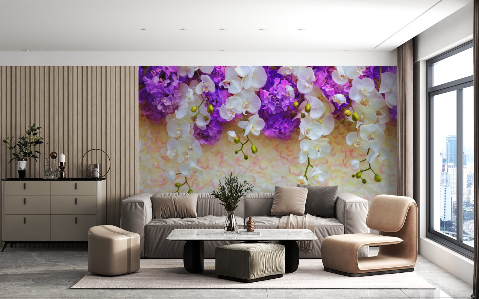 Fototapeta Śnieżnobiałe orchidee i kwiaty bzu