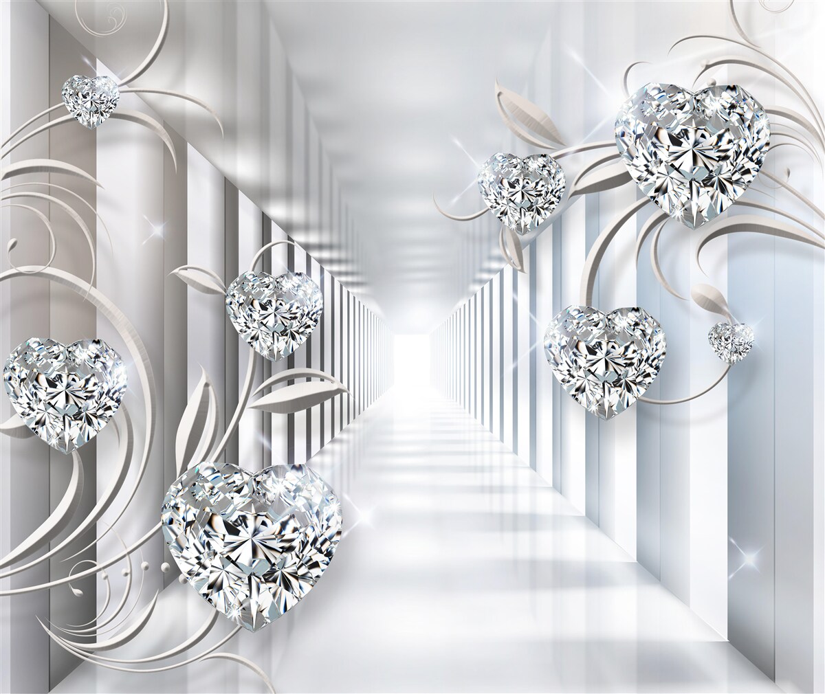 Fototapeta złote dekoracje na tle bezkresnego korytarza