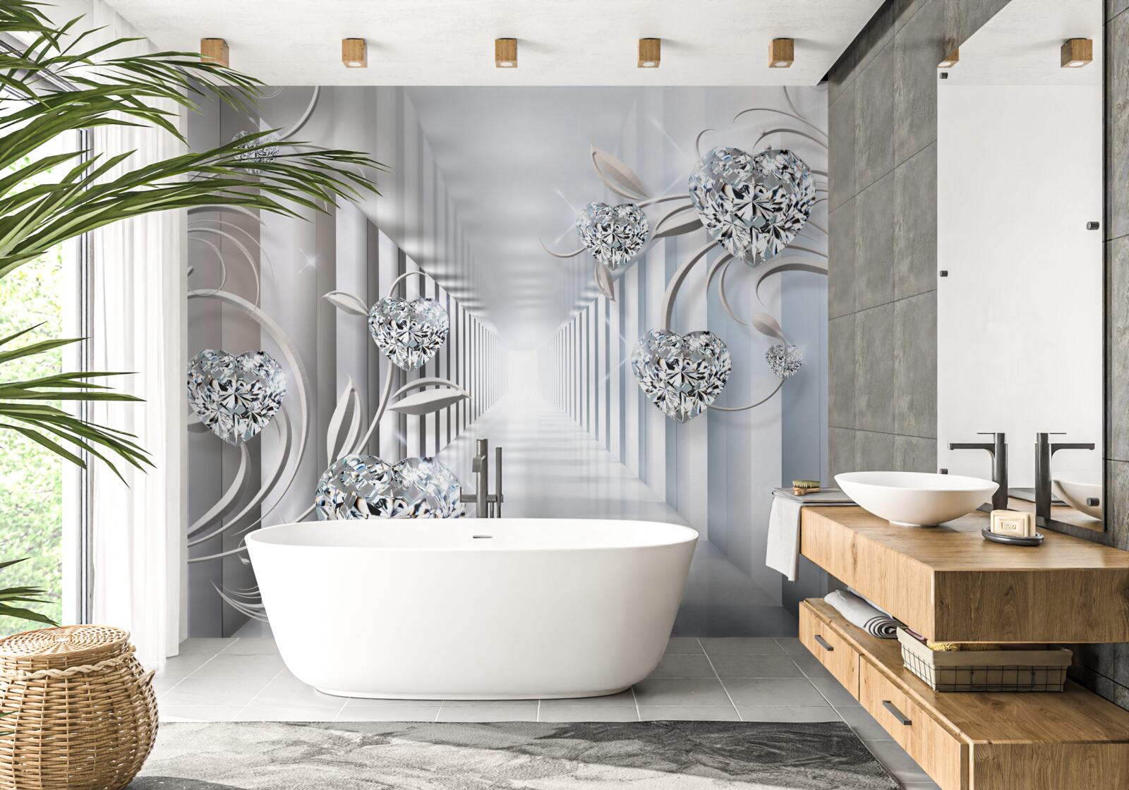 Fototapeta złote dekoracje na tle bezkresnego korytarza