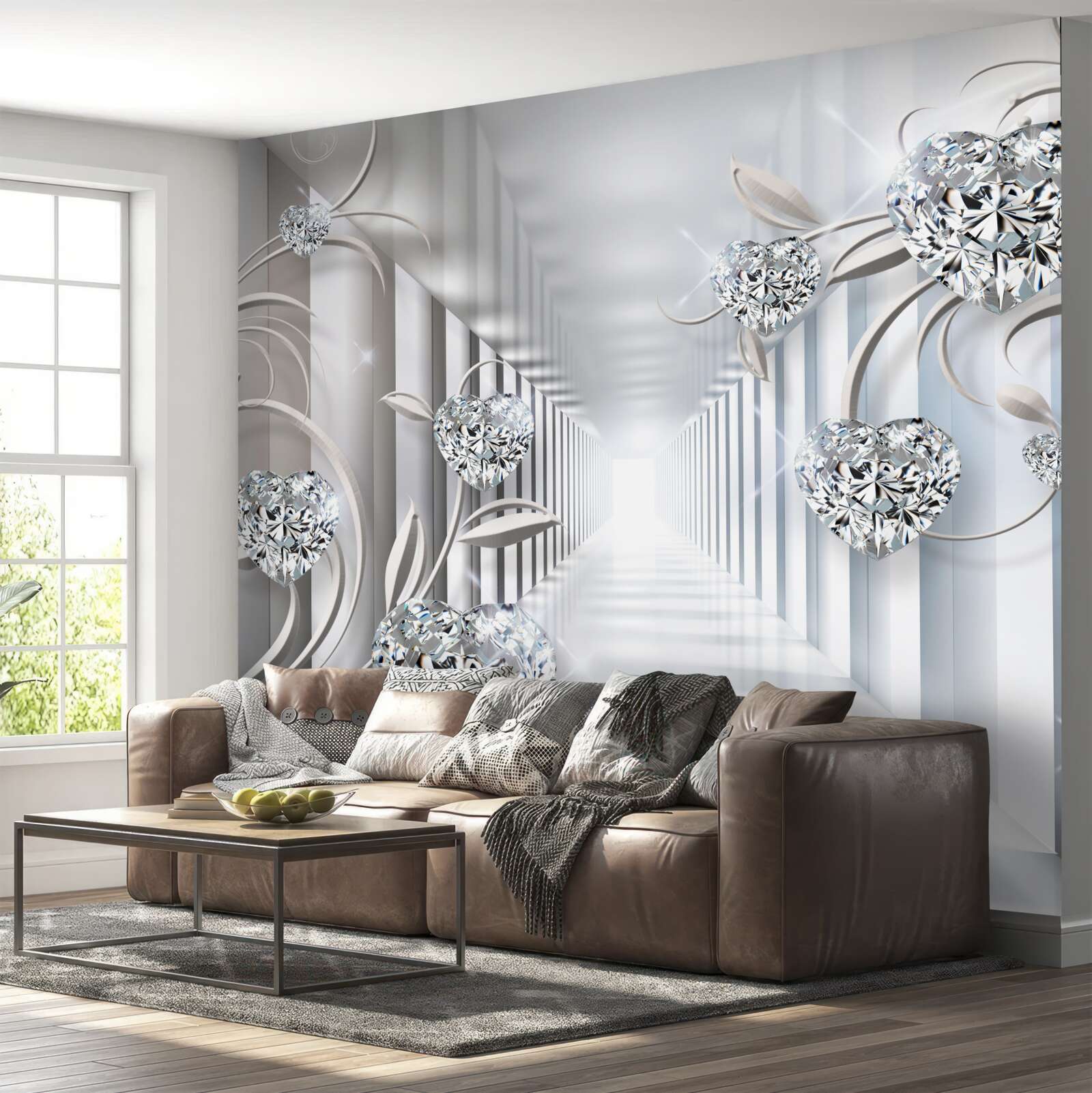 Fototapeta złote dekoracje na tle bezkresnego korytarza