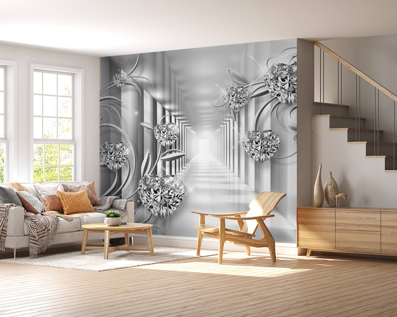 Fototapeta srebrne dekoracje i kolumnada