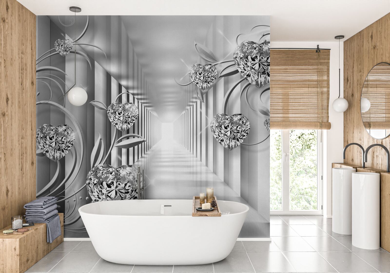 Fototapeta srebrne dekoracje i kolumnada