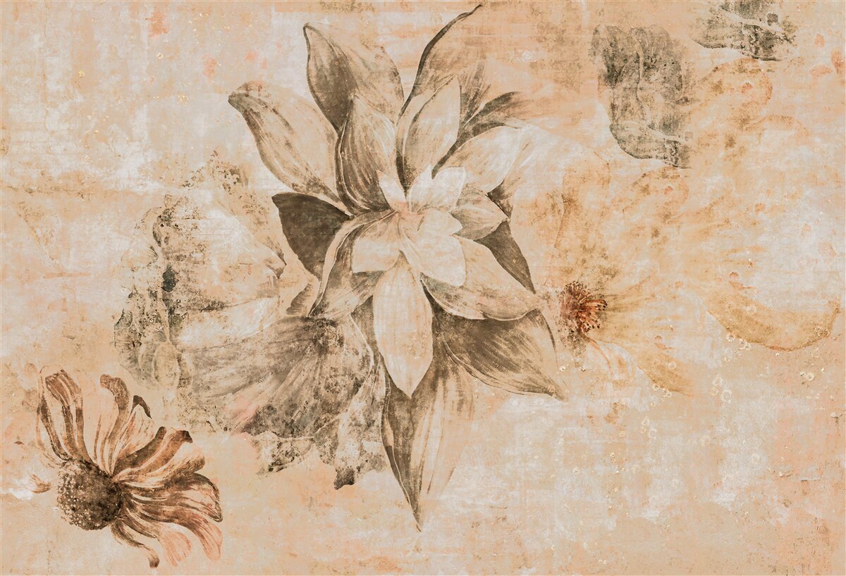 Fototapeta pączek otwierający się na brązowej podstawie