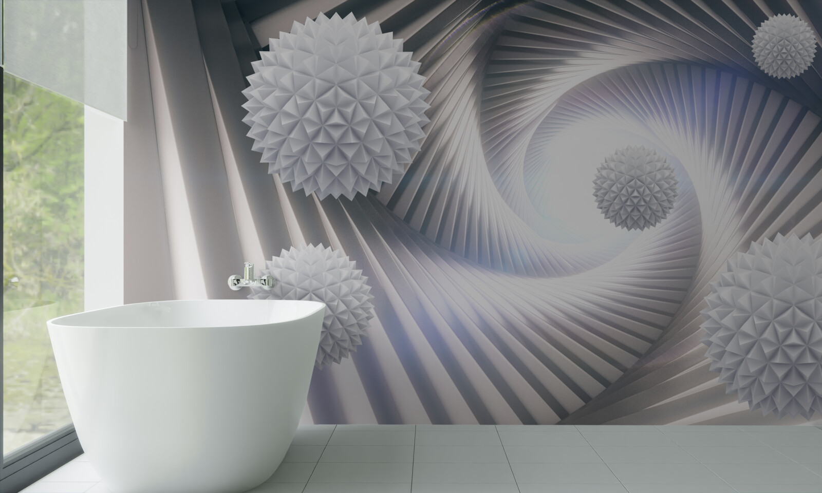 Fototapeta koronkowy wir schodkowych białych kul