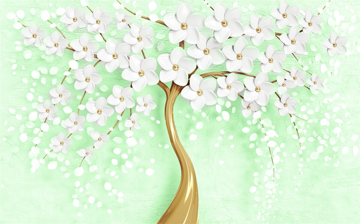 Fototapeta Śnieżnobiała wiśnia w letnim ogrodzie